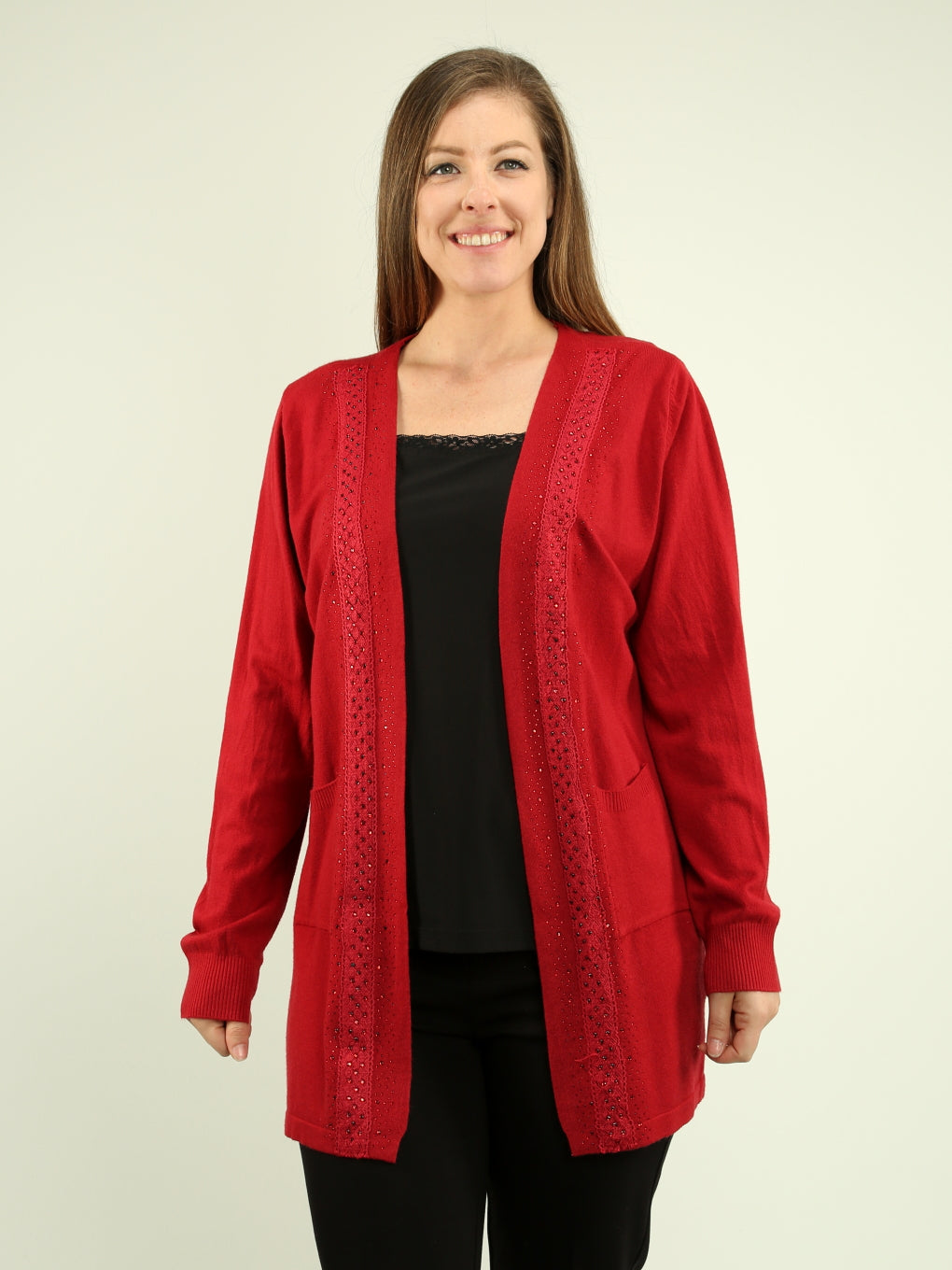 Plus size long hot sale red cardigan