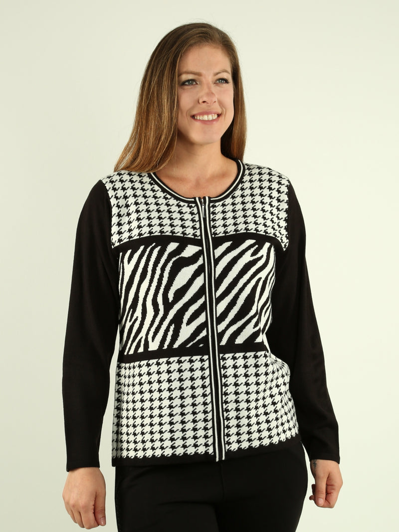 Printed Zip Sweater
