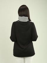 Houndstooth Cowl Neck Sweater