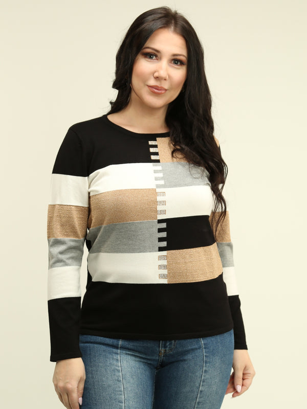 Lurex Color Block Sweater