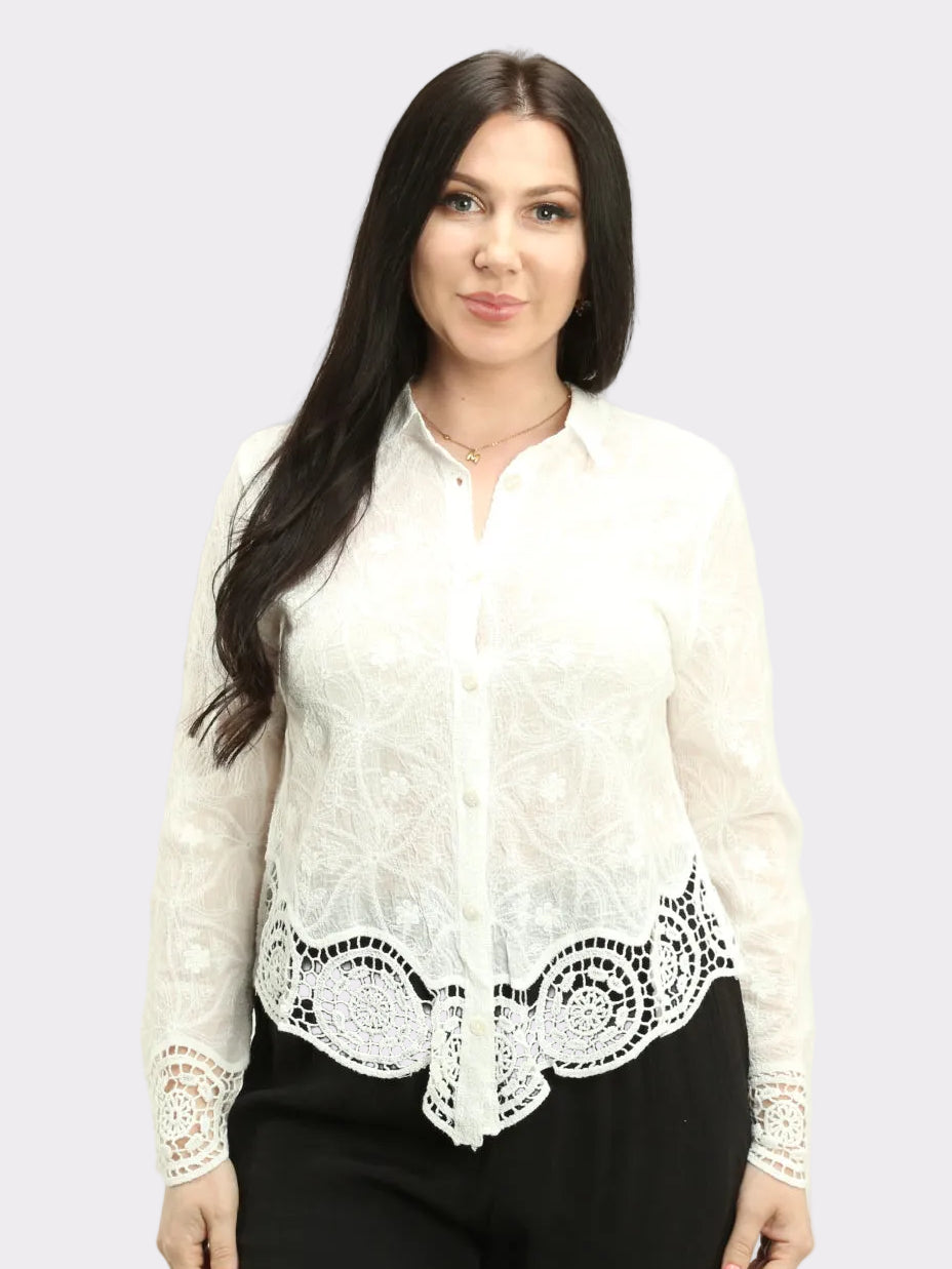 Crochet Lace Trim Blouse