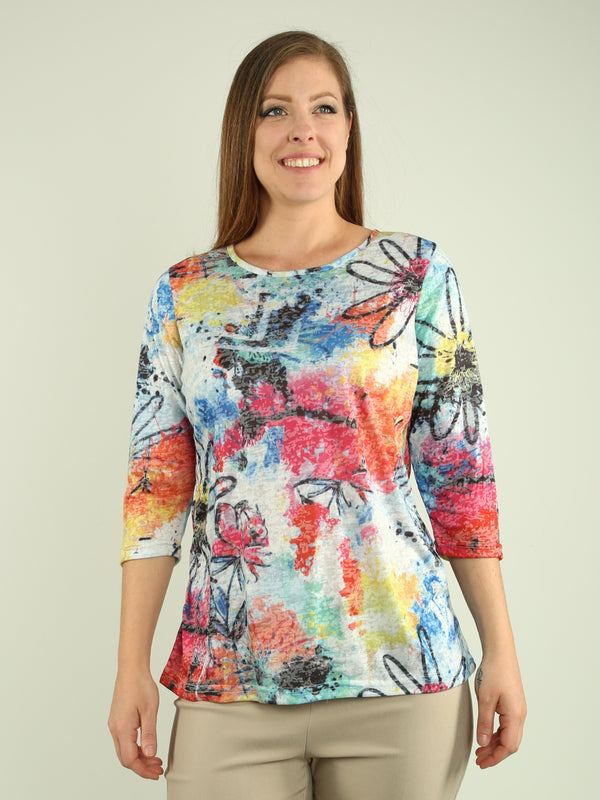Floral Print Burnout Top