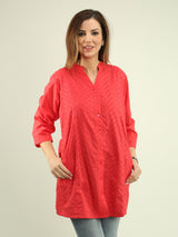 Embroidered Cotton Button Tunic