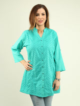 Embroidered Cotton Button Tunic