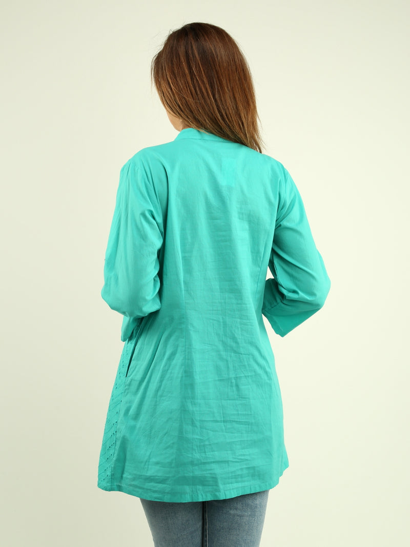 Embroidered Cotton Button Tunic