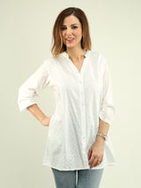 Embroidered Cotton Button Tunic