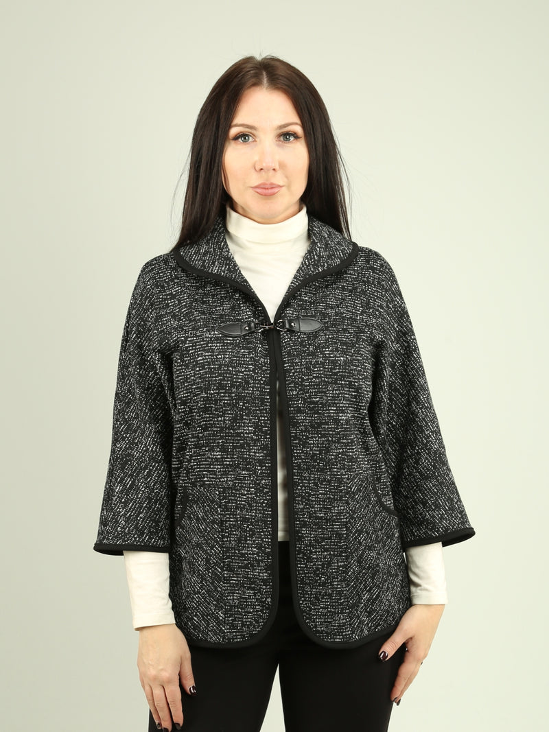 Shawl Collar Knit Jacquard Jacket