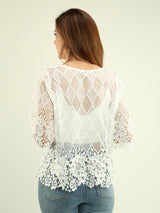 Diamond Floral Crochet Lace Cardigan