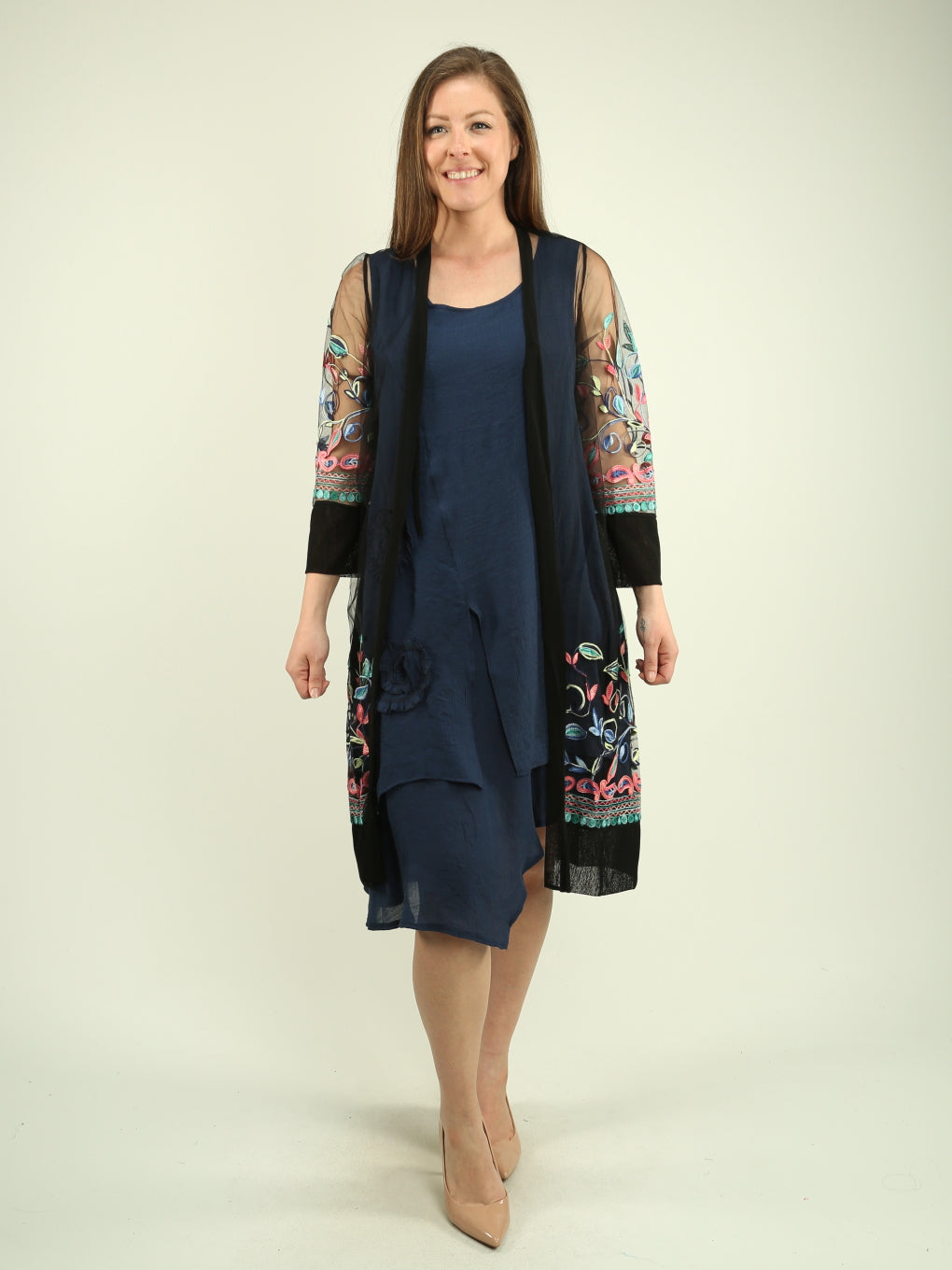 Floral Embroidered Sheer Cardigan