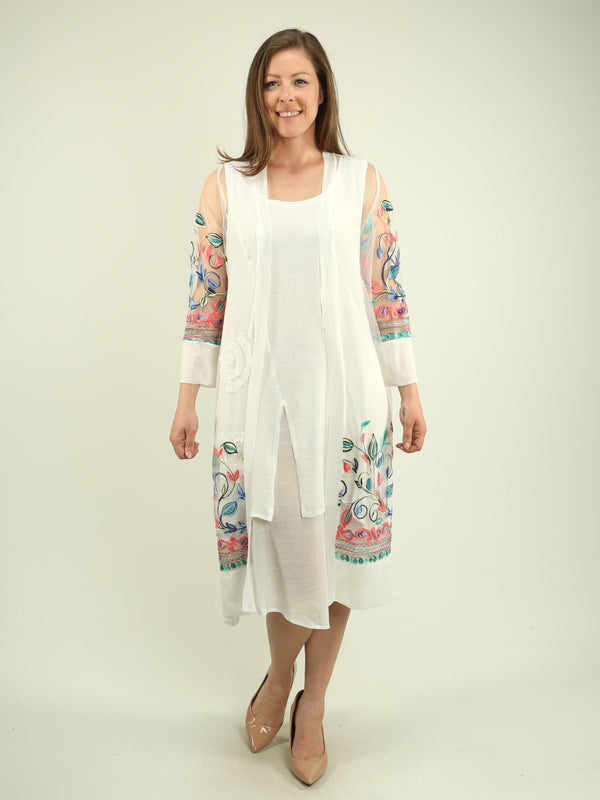 Floral Embroidered Sheer Cardigan