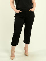 Pull-on Frayed Denim Capris