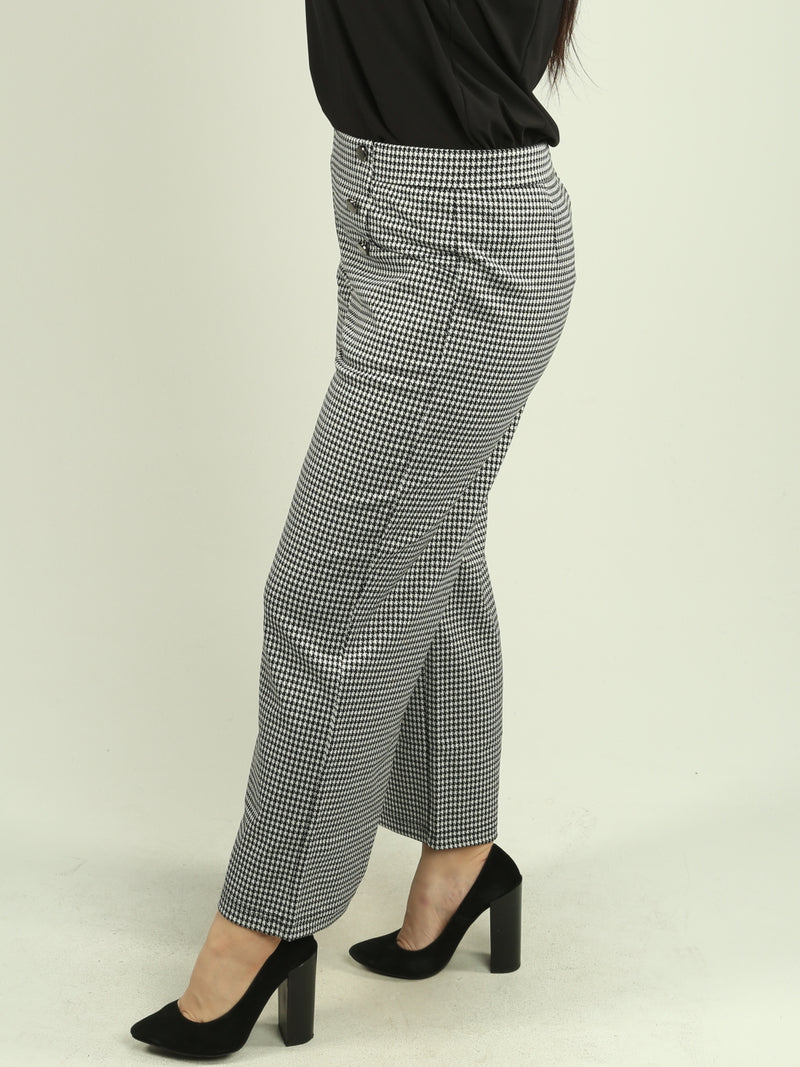 Houndstooth Pattern Wide Leg Pants