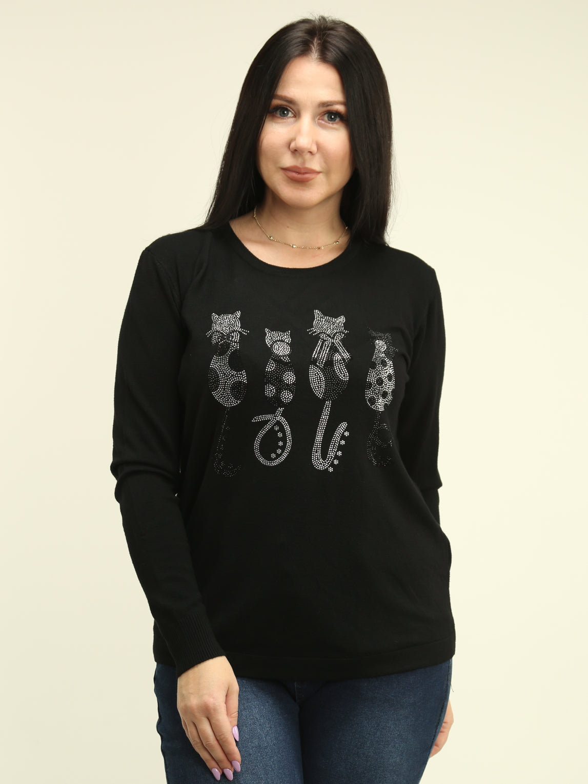 4-Cats Rhinestone Sweater