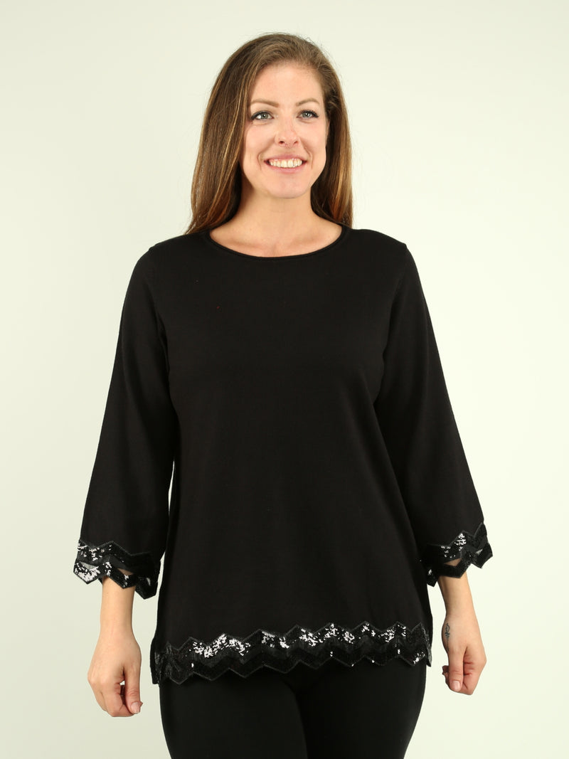 Sequin Trim Sweater