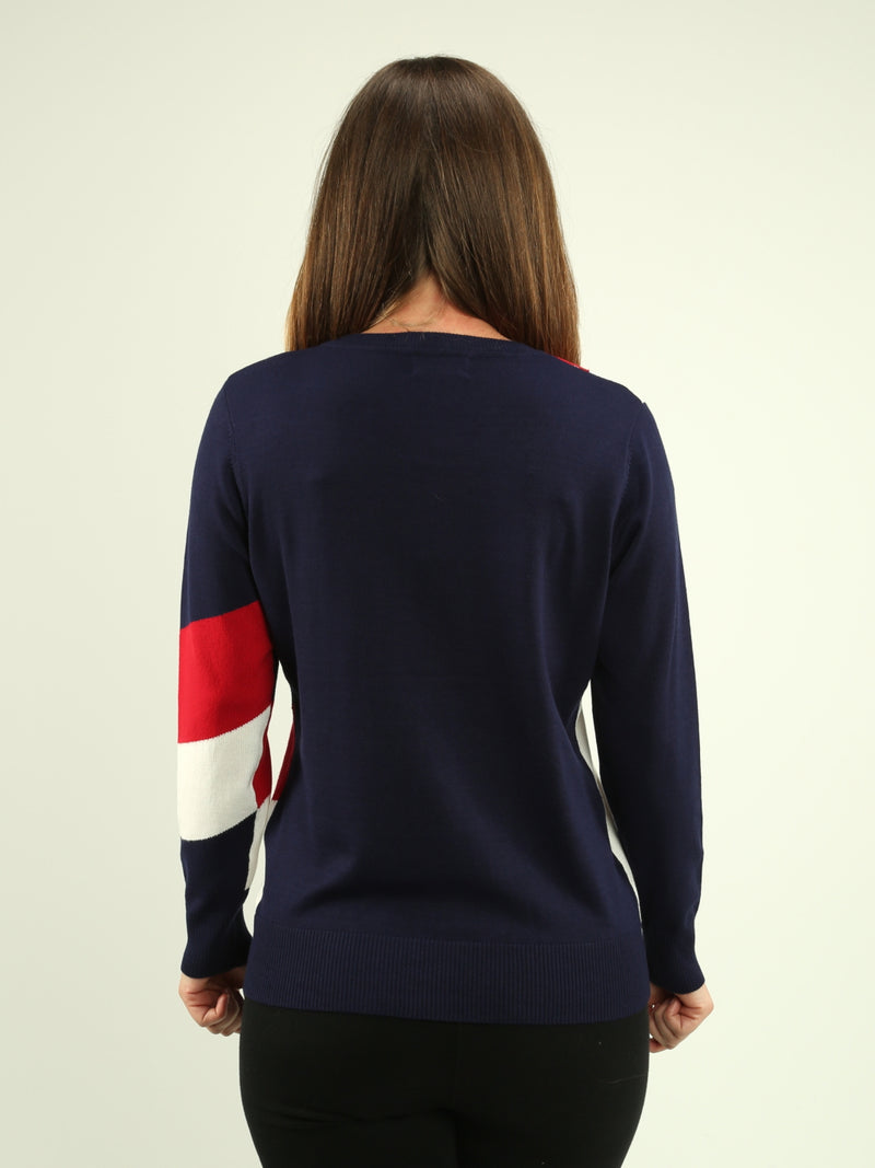 Embellished Colour Block Sweater