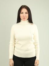 Mock Neck Rhinestone Cut-Out Sweater