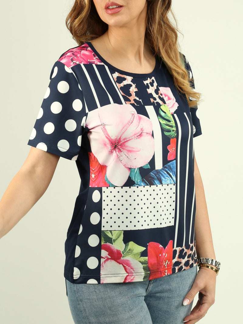 Floral Colour Block Top