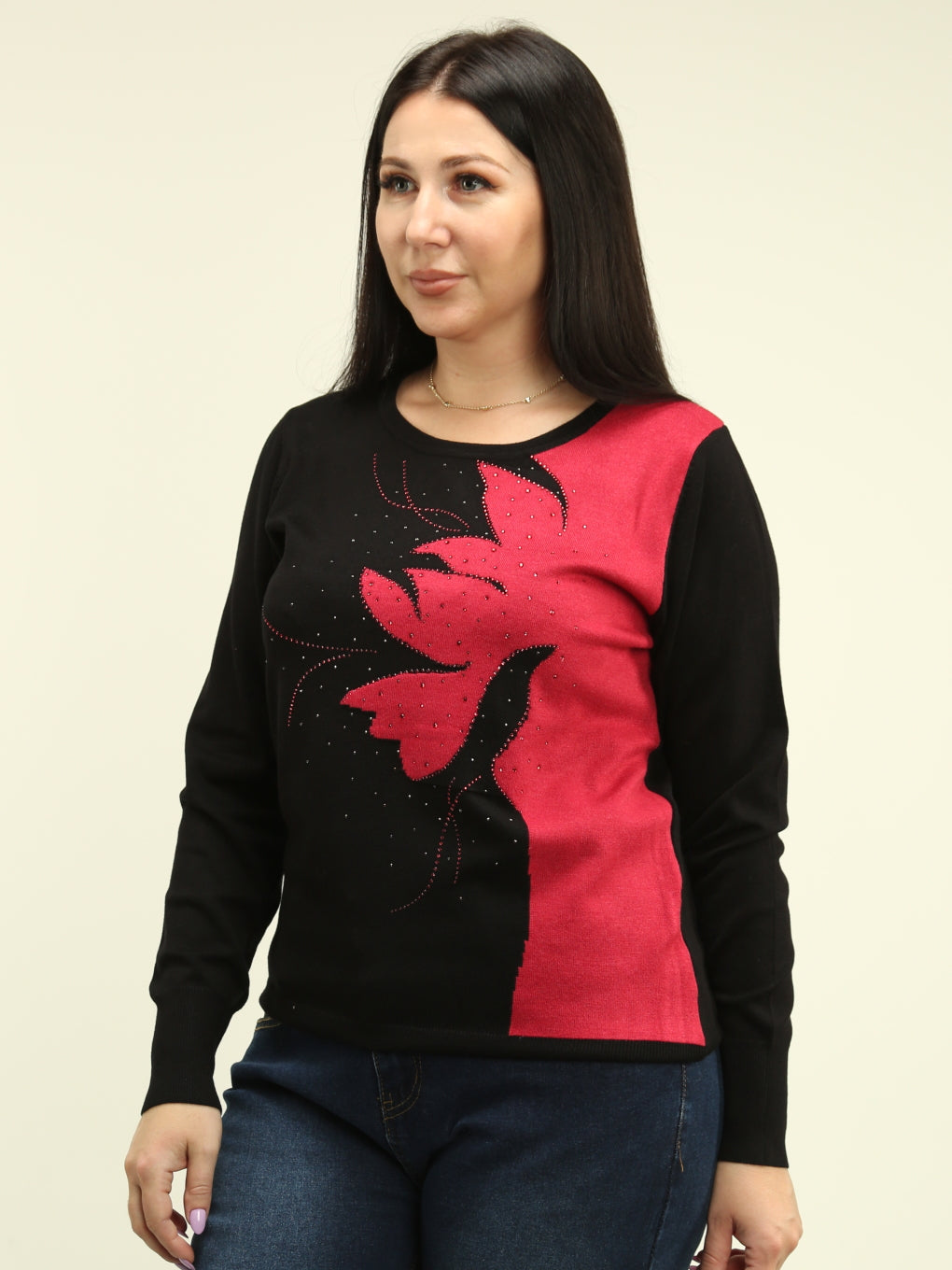 Floral Rhinestone Sweater