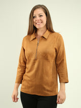 Suede Zip Blouse