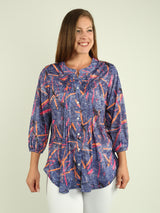 Pleated Multi-Print Blouse