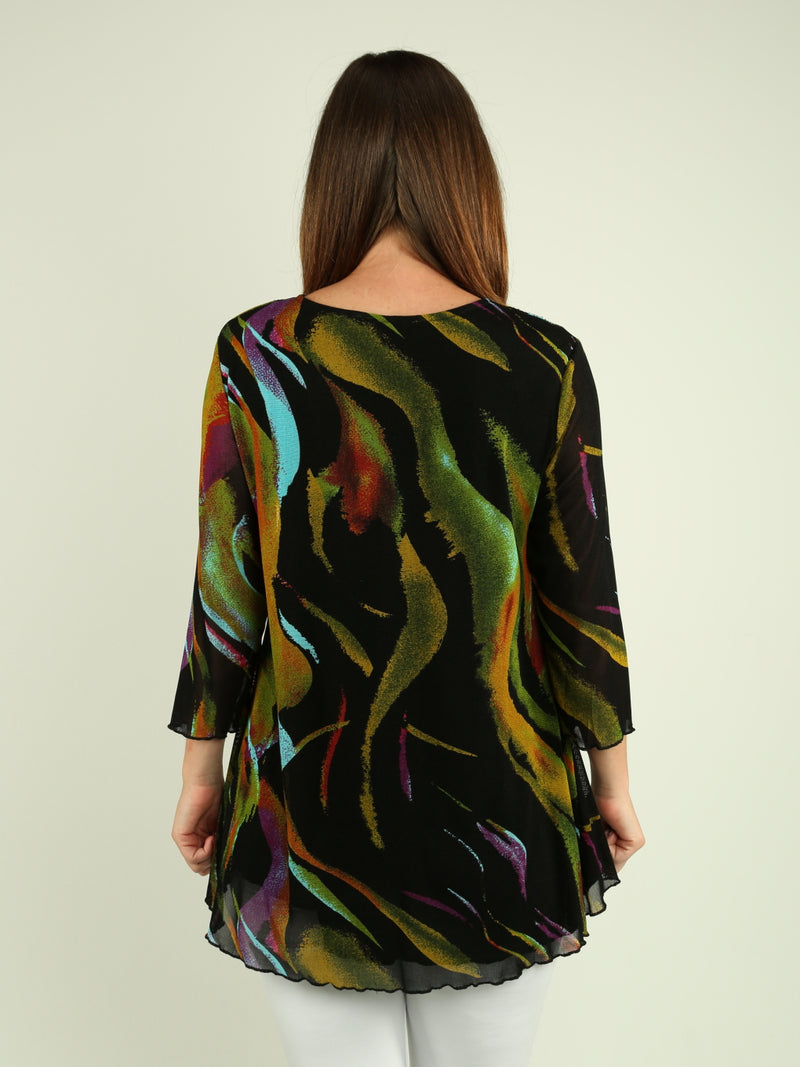 Embellished Multi-Print Top