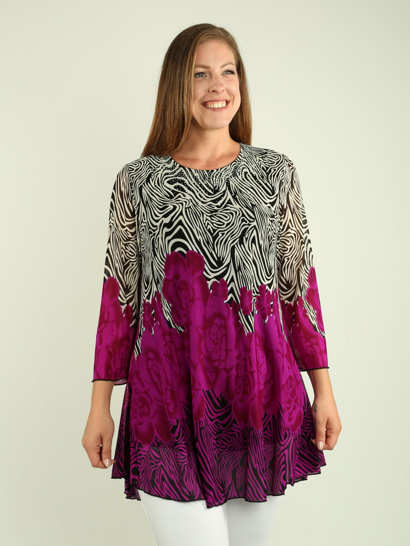 Embellished Multi-Print Top