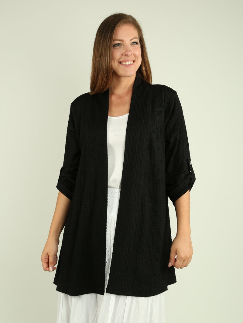 Shirred Open Cardigan