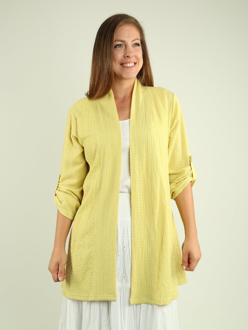 Shirred Open Cardigan