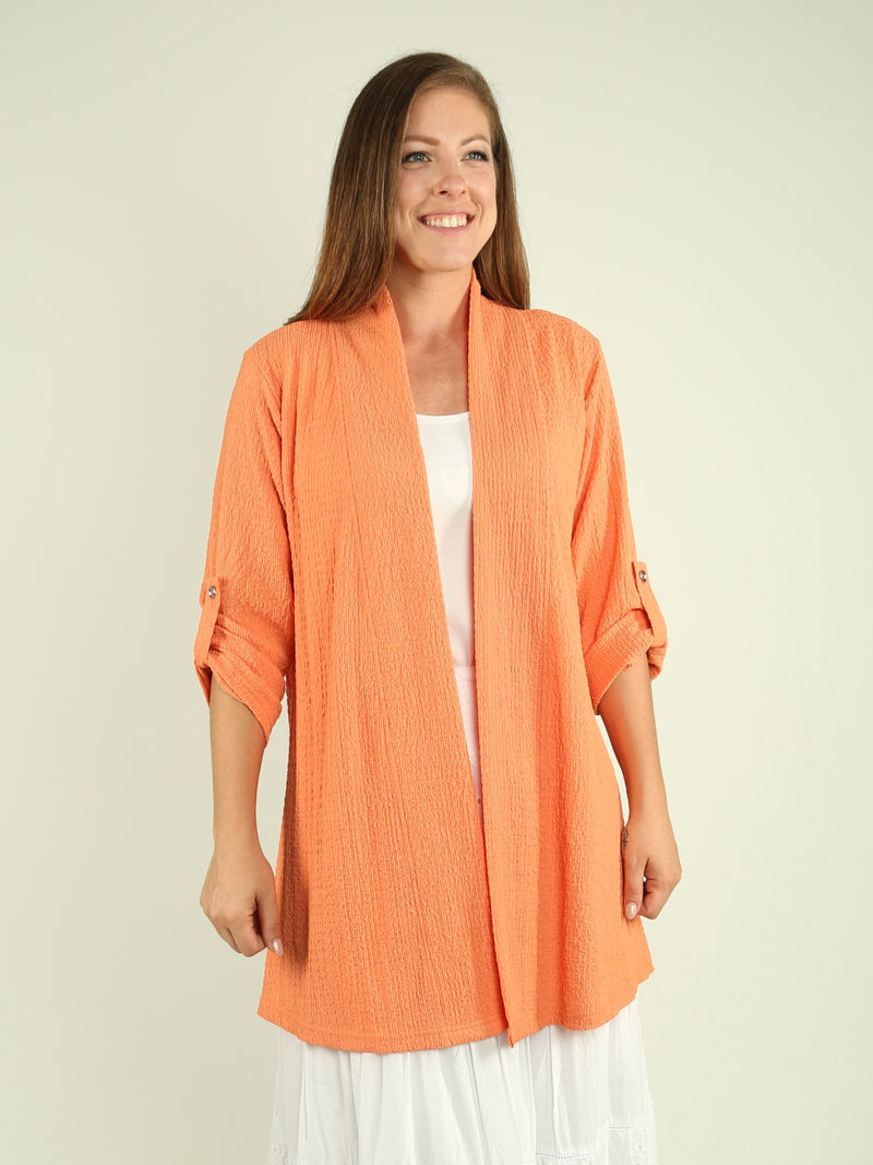 Shirred Open Cardigan