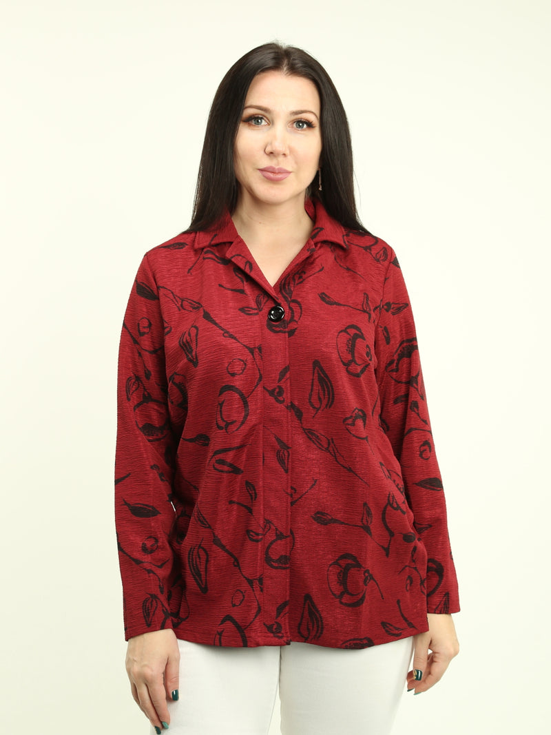 Notch Collar Printed Blouse