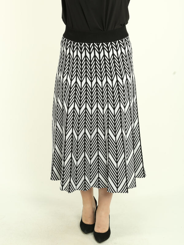 Chevron Pleated A-Line Skirt