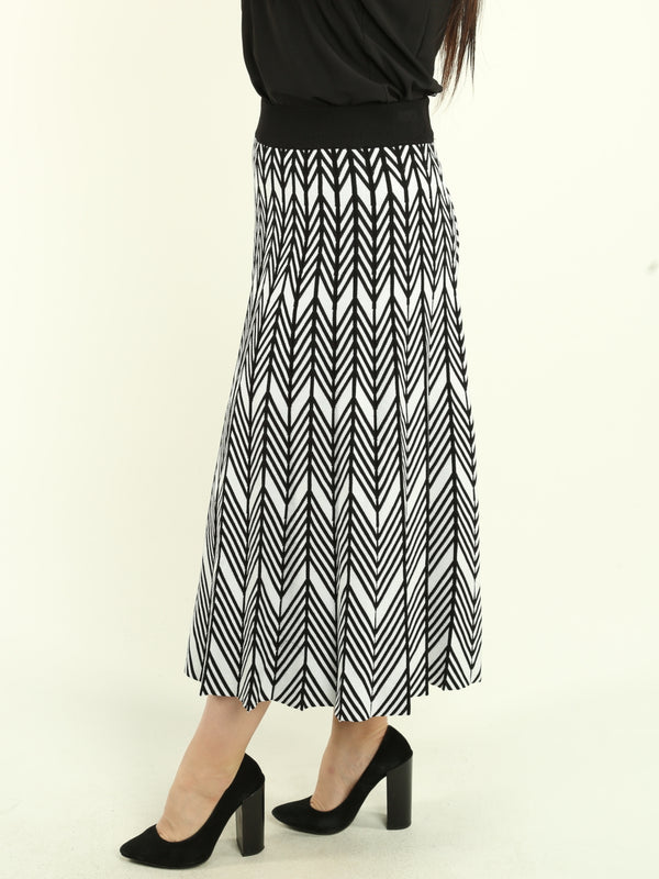 Chevron Pleated A-Line Skirt