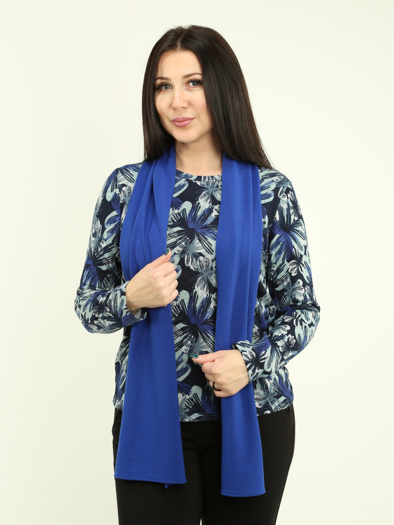 Printed Top with Solid Color Scarf