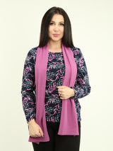 Printed Top with Solid Color Scarf