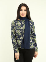 Printed Top with Solid Color Scarf