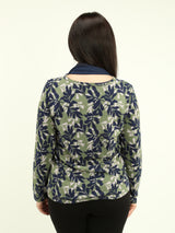 Printed Top with Solid Color Scarf