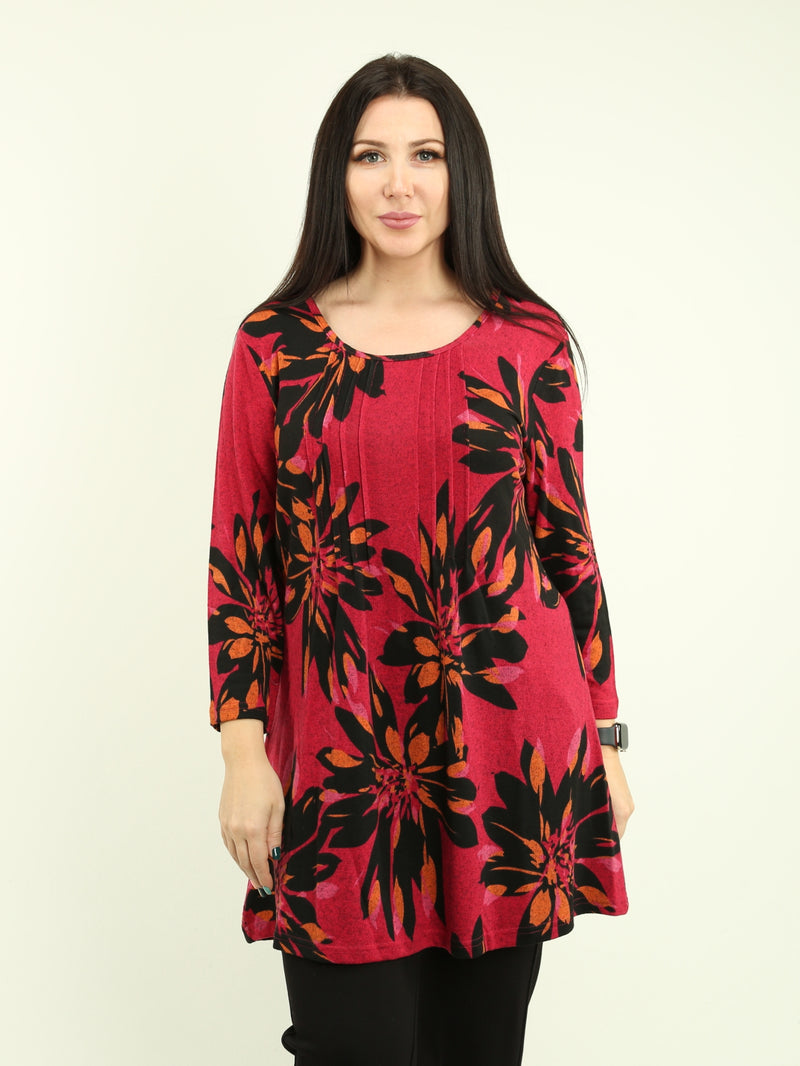 Pintuck Pleat Detail Tunic Top