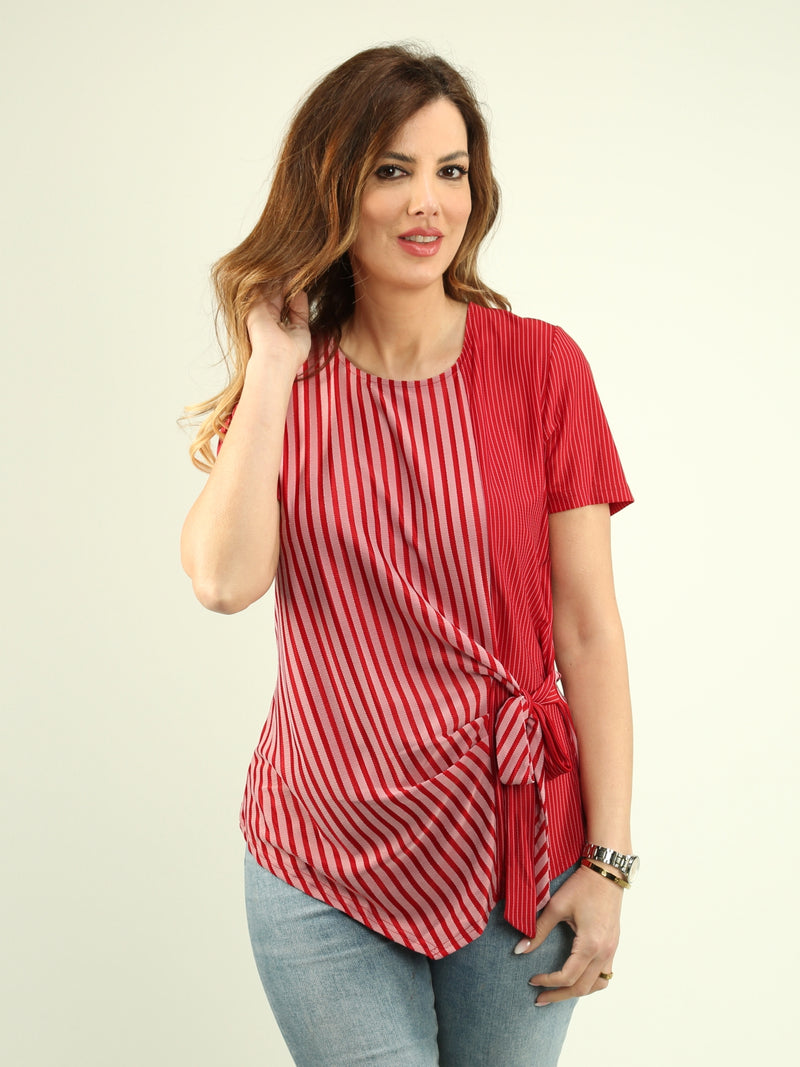 Side-Tie Colour Block Top