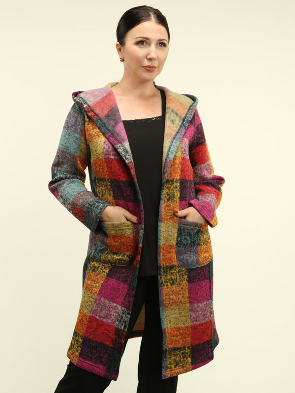 Hooded Patchwork Lined Coatigan