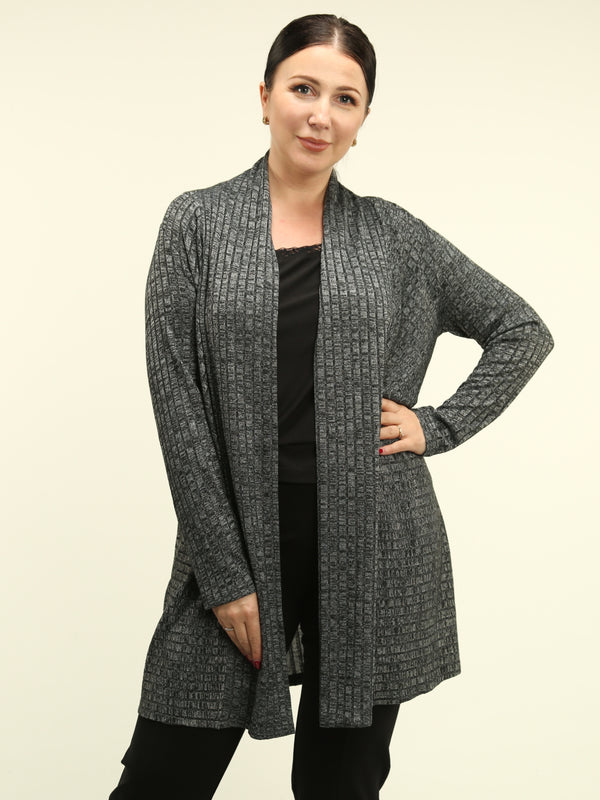 Ribbed Knit Open Cardigan