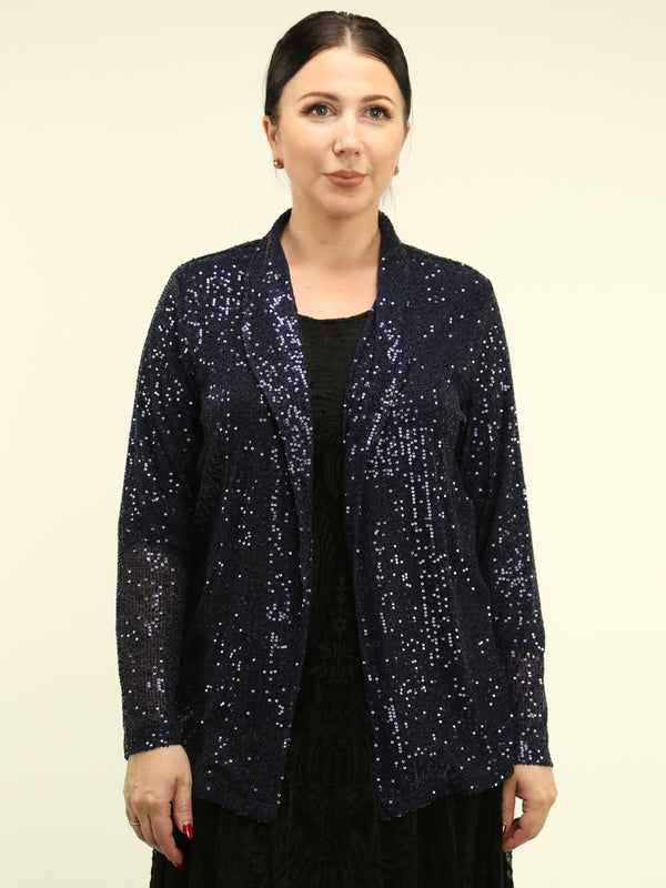 Sequin Mesh Open Cardigan