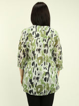 Roll Sleeves Printed Blouse