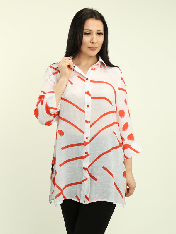 Long Printed Blouse
