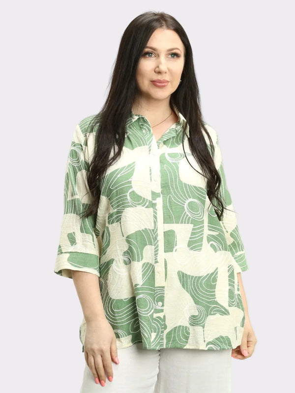 Embroidered Abstract Print Blouse