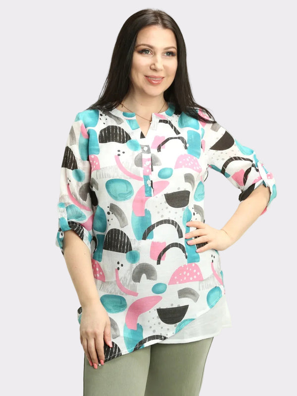 Layered Roll-Sleeve Top
