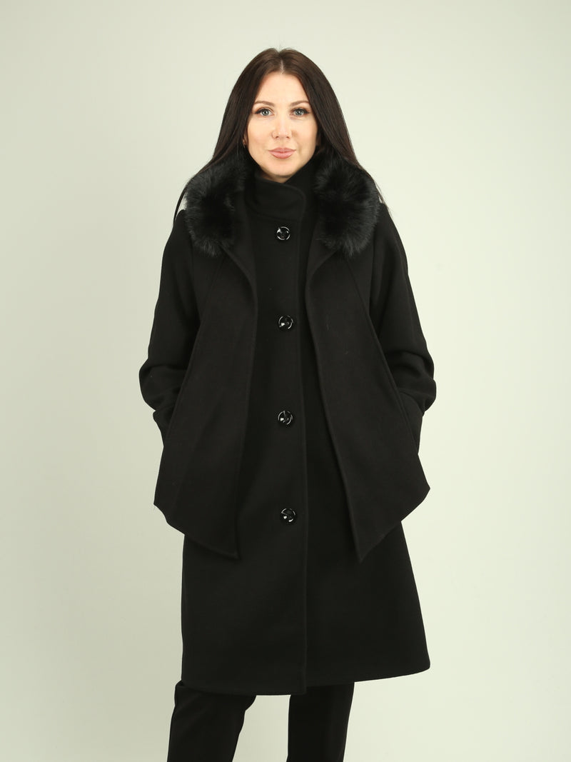 Faux Wool Hooded Scarf Coat