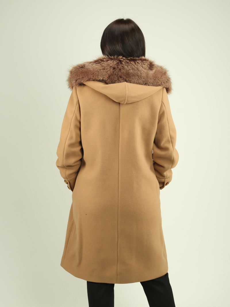 Faux Wool Hooded Scarf Coat