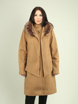 Faux Wool Hooded Scarf Coat