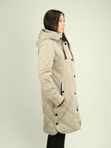 Quilted Satin Hooded Jacket