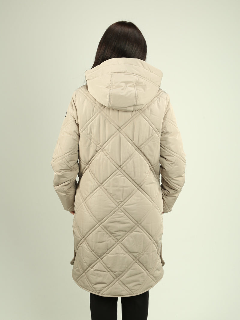 Quilted Satin Hooded Jacket